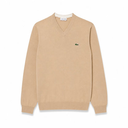 Lacoste Monochrome Baumwoll-Pullover Mit V-Ausschnitt