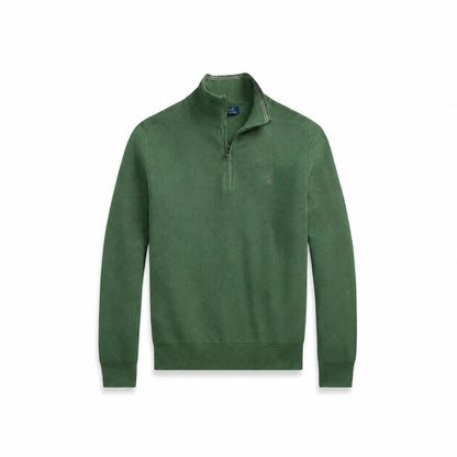 Ralph Lauren Mesh-Strick Baumwoll-Pullover Mit Viertel-Reißverschluss