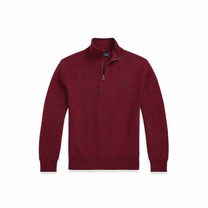 Ralph Lauren Mesh-Strick Baumwoll-Pullover Mit Viertel-Reißverschluss