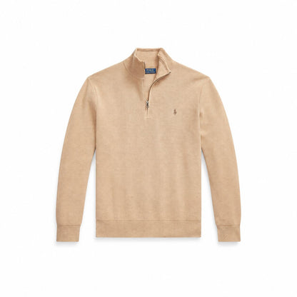 Ralph Lauren Mesh-Strick Baumwoll-Pullover Mit Viertel-Reißverschluss