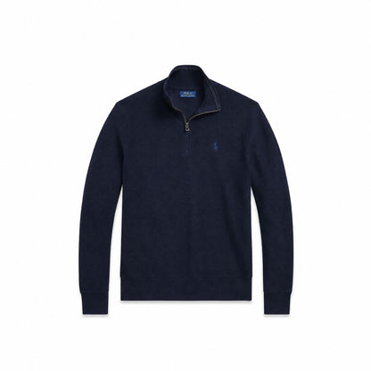 Ralph Lauren Mesh-Strick Baumwoll-Pullover Mit Viertel-Reißverschluss