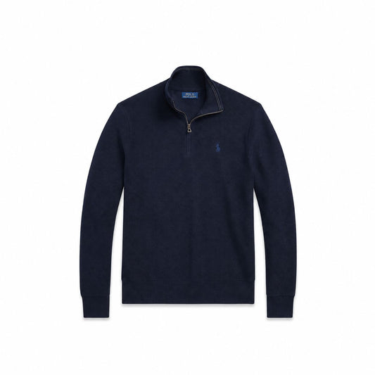 Ralph Lauren Mesh-Strick Baumwoll-Pullover Mit Viertel-Reißverschluss
