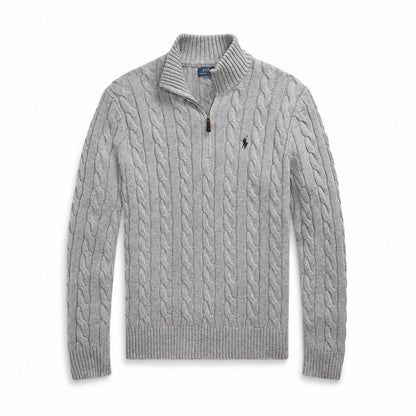Ralph Lauren Chunky Cable-Knit Baumwoll-Pullover Mit Viertel-Reißverschluss