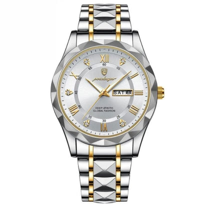 POEDAGAR Luminous Steel 40mm Herrenarmbanduhr - Wasserdicht | Edelstahl