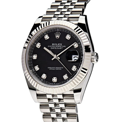 Rolex Datejust Diamant Schwarzes Zifferblatt Jubilee 41mm