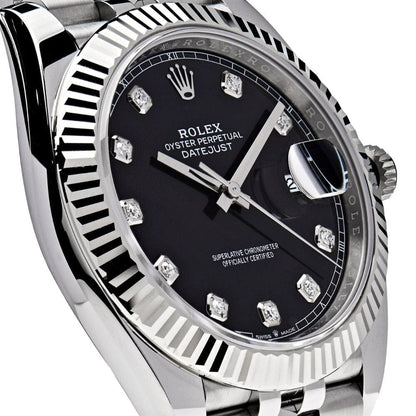 Rolex Datejust Diamant Schwarzes Zifferblatt Jubilee 41mm